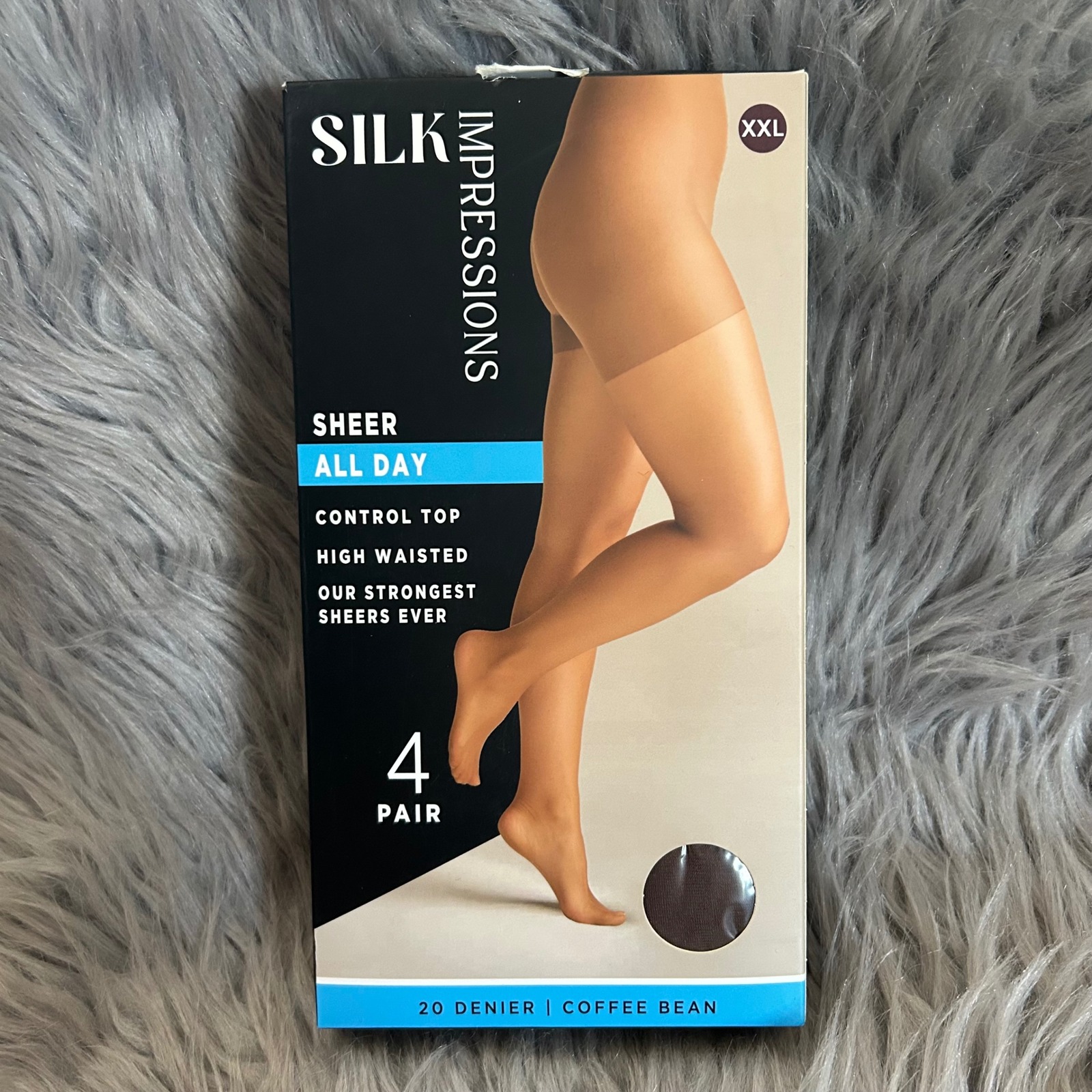 Silk Impressions Sheer Control Top Tights Women Size Xxl Coffee Bean High Waist